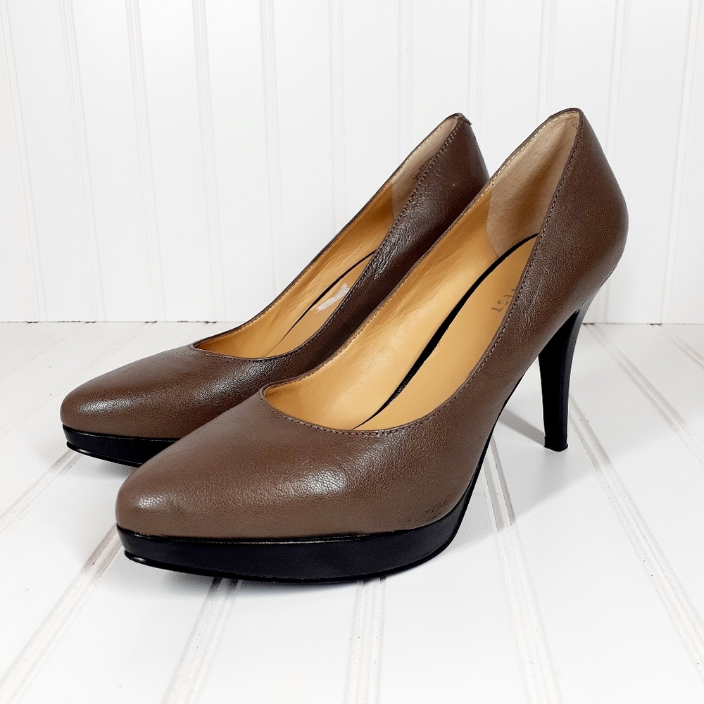 Nine West Priscilla Brown Platform Heel Pumps